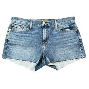 FRAME Denim Le Cutoff Jean Shorts Bixby Medium Blue Wash Mid Rise Stretch - 29
